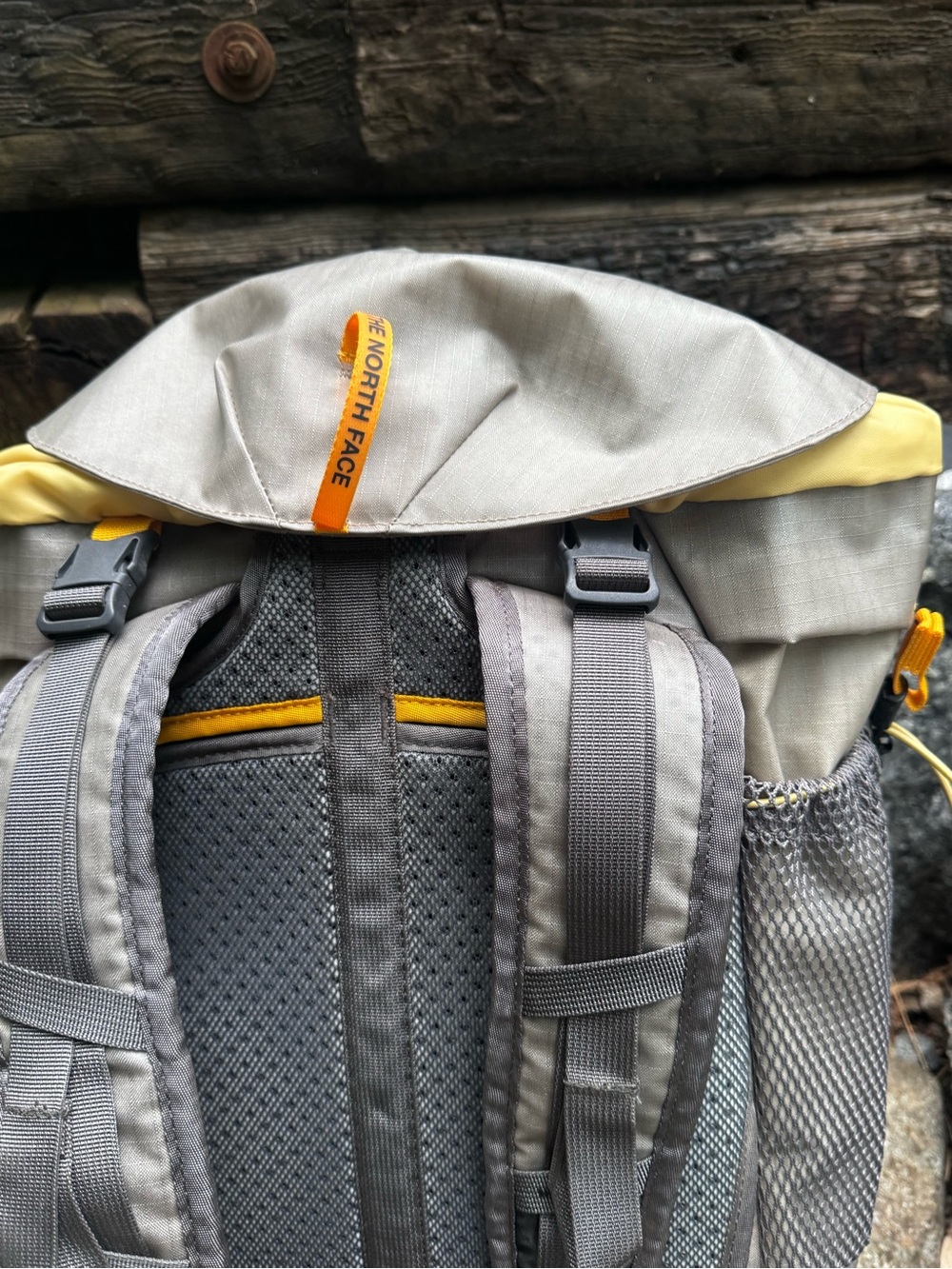 The North Face Olive Green and Black Roll-Top Backpack with Yellow Accents - Picture 8 of 12